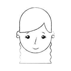 cute young girl head avatar character vector illustration design