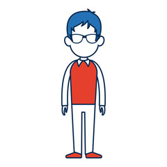 standing man avatar people blue and orange cartoon