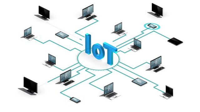 'IoT' technology connecting server system. Internet of things technology.