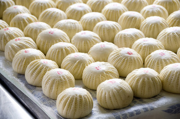 Chinese bun in food market, Taipei, Taiwan.