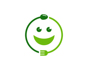 Happy Food Icon Logo Design Element