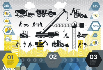 Construction Site Infographic Icon Set