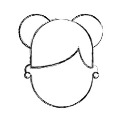 cute young girl head avatar character vector illustration design