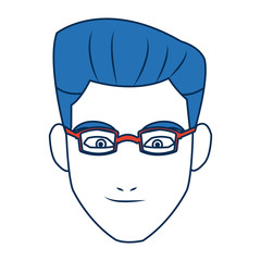 man face avatar wear glasses and blue hairstyle