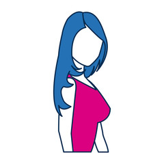 business woman person in blue and fuchsia character