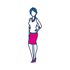 business woman person in blue and fuchsia character