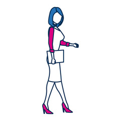 business woman person in blue and fuchsia character