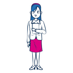 business woman person in blue and fuchsia character