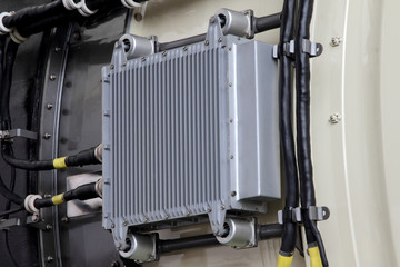 The heat exchanger on the casing of the aircraft engine.