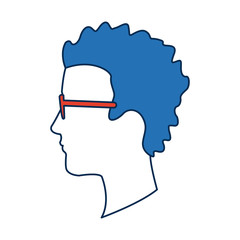 profile man avatar portrait with blue hair