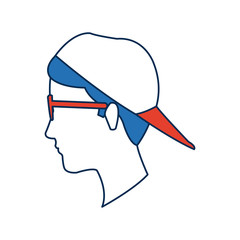 profile man avatar portrait with blue hair