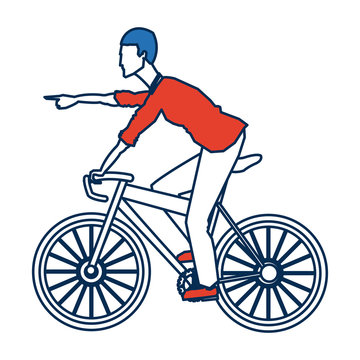 young man riding bicycle transport design