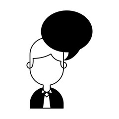 businessman with speech bubble avatar character icon vector illustration design
