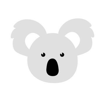 Muzzle of koala in white background. Isolated icon.
