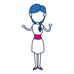 woman avatar standing character person in blue and fuchsia