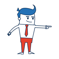 cartoon man business in orange and blue character