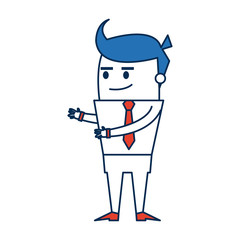 cartoon man business in orange and blue character