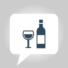 glass and bottle of wine vector icon