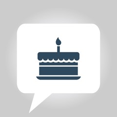 birthday cake with one burning candle vector icon