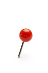 close up of a pushpin on white background