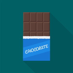 A chocolate bar in a flat style. Icon of the chocolate. Vector illustration