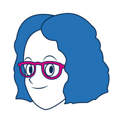 character face girl with blue short hair and glasses