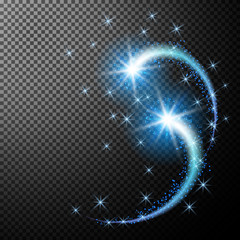 Glowing stars as design element isolated on special translucent  background