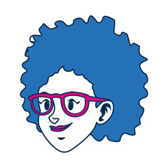 character face girl with blue short hair and glasses
