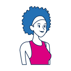 portrait young woman smiling with blue hair character