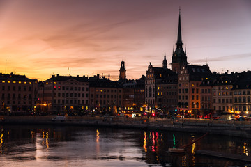 Obraz na płótnie Canvas Silhouette cityscape. Gamla Stan, Stockholm