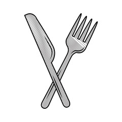 fork cutlery with knife vector illustration design