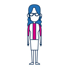 woman character in flat style with blue hair
