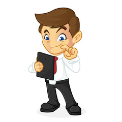 Businessman holding computer tablet