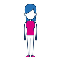 woman character in flat style with blue hair
