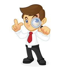 Businessman holding magnifying glass
