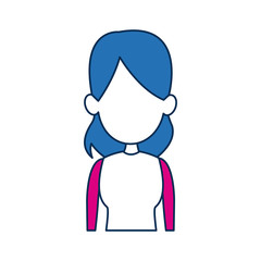 woman avatar female blue hair fuchsia clothes in white background