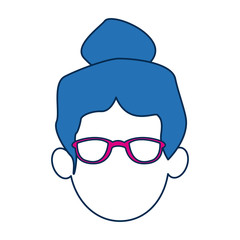 woman avatar faceless with glasses and blue hair people