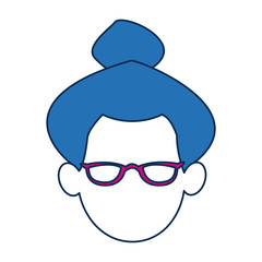 woman avatar faceless with glasses and blue hair people
