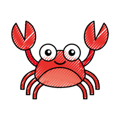cute crab sealife character vector illustration design