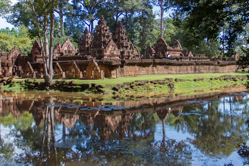 Fototapeta na wymiar sandstone carving at banteay srei,Siem Reap,Cambodia