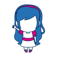 cute anime chibi little girl cartoon style