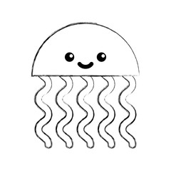 cute jellyfish sealife icon vector illustration design