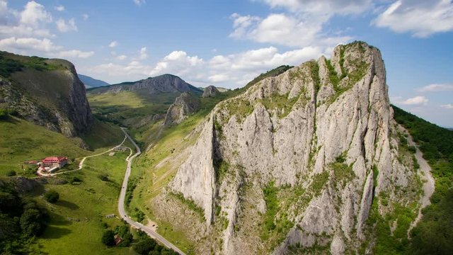 Pan shot of beautiful gorges through mountains. 4k Ultra High-Definition Motion Time lapse.