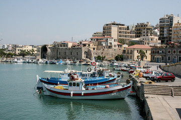 Fototapeta na wymiar ailboats and yachts marine Crete, Greece