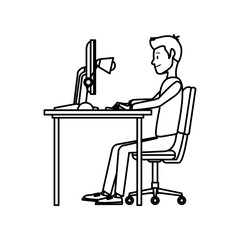 young man working on computer at office desk