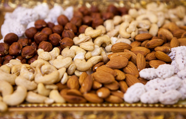 Natural background made from different kinds of nuts