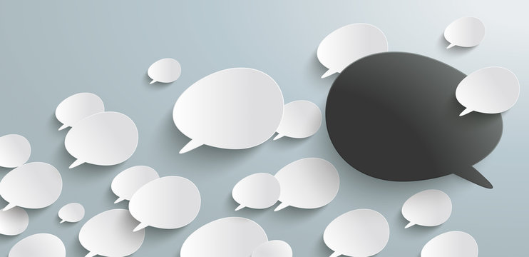 Bevel Speech Bubbles Refutation Header Infographic