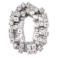 digits made from white dice. Isolated on white. 3D illustration.