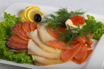 Sliced fish assortment