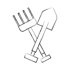 farm rake with shovel vector illustration design